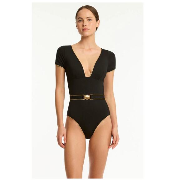 INDIA HICKS x SEA LEVEL Piper Belted One-Piece Swimsuit Size US/10 - Picture 4 of 13